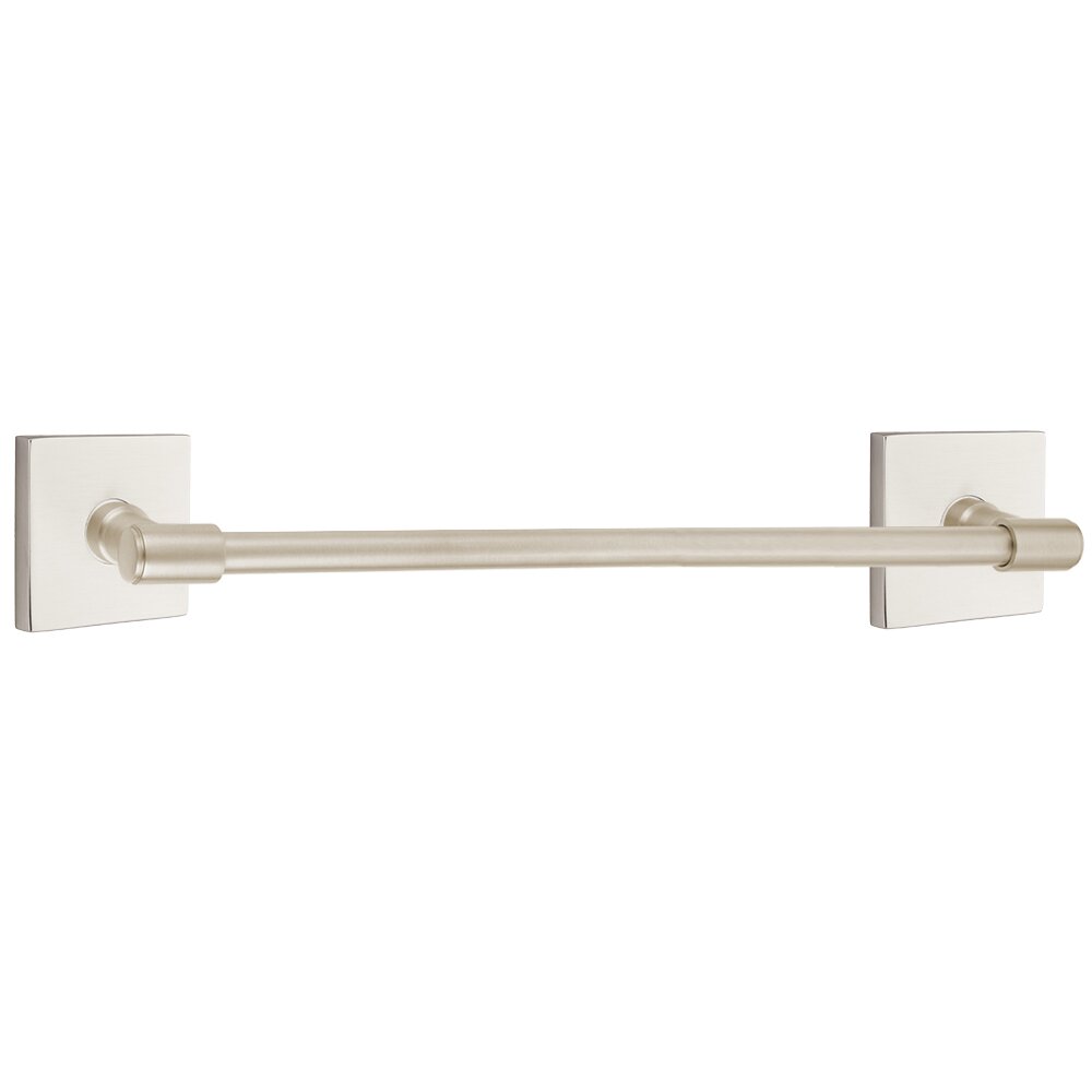 30" Transitional Brass Towel Bar with Square Rosette in Satin Nickel