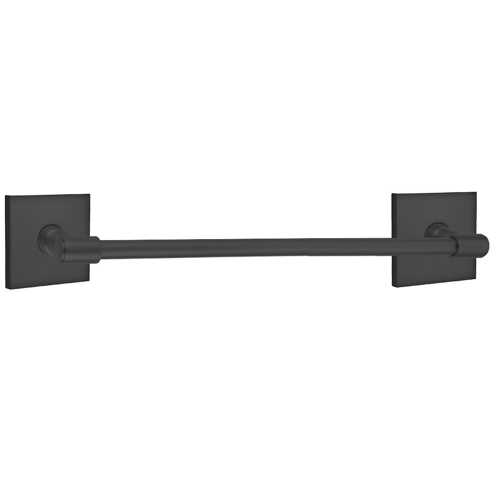 30" Transitional Brass Towel Bar with Square Rosette in Flat Black