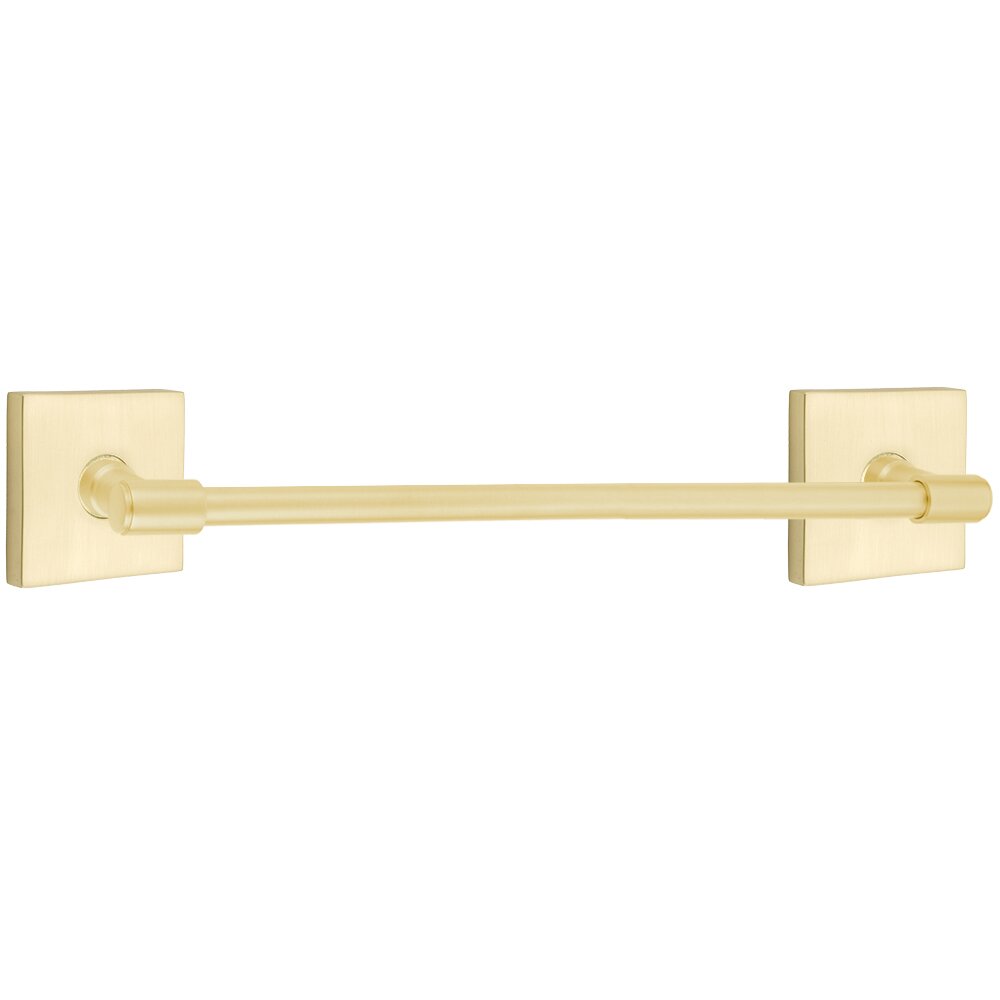 30" Transitional Brass Towel Bar with Square Rosette in Satin Brass