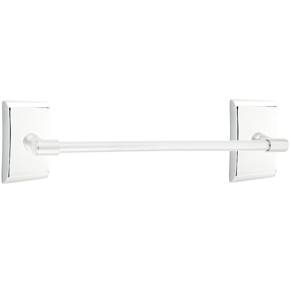 30" Transitional Brass Towel Bar with Neos Rosette in Polished Chrome