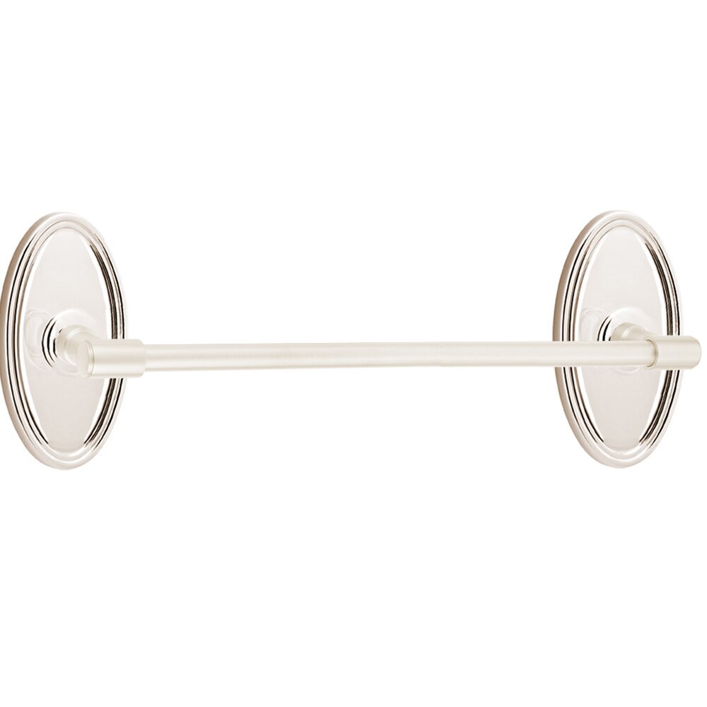 30" Transitional Brass Towel Bar with Oval Rosette in Lifetime Polished Nickel