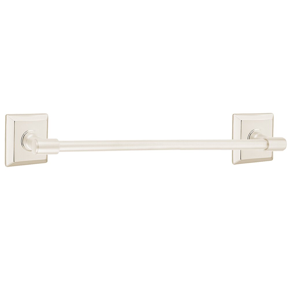 30" Transitional Brass Towel Bar with Quincy Rosette in Lifetime Polished Nickel