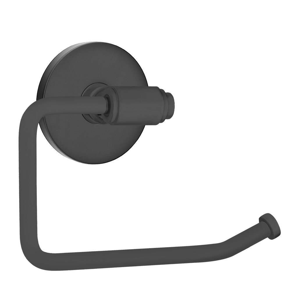 Transitional Brass Toilet Paper Holder with Small Disc Rosette in Flat Black