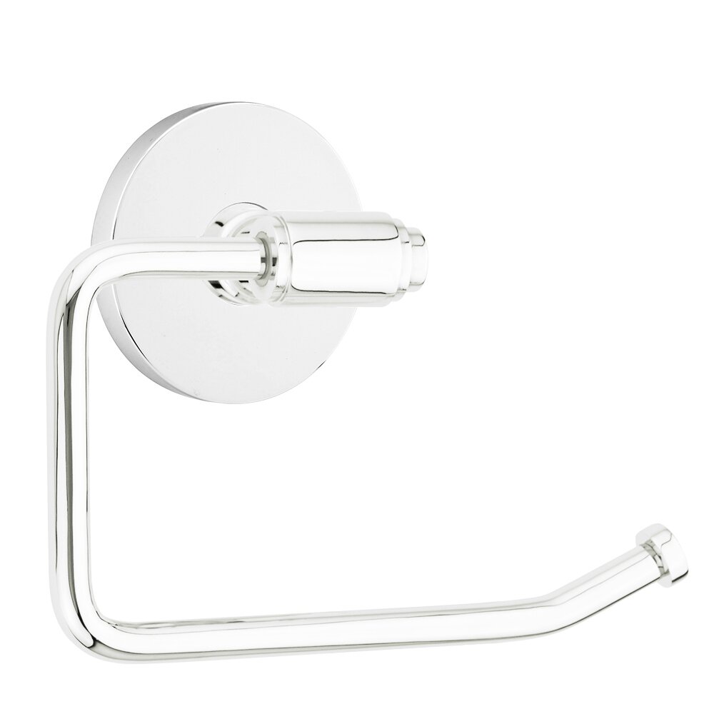 Transitional Brass Toilet Paper Holder with Disk Rosette in Polished Chrome