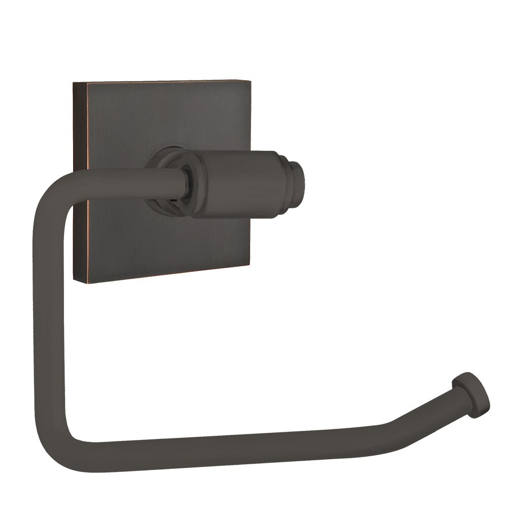Transitional Brass Toilet Paper Holder with Square Rosette in Oil Rubbed Bronze