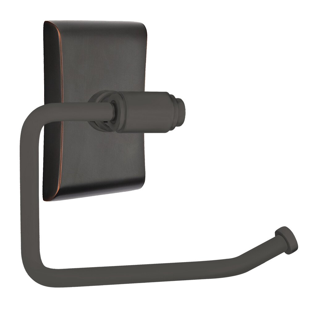 Transitional Brass Toilet Paper Holder with Neos Rosette in Oil Rubbed Bronze
