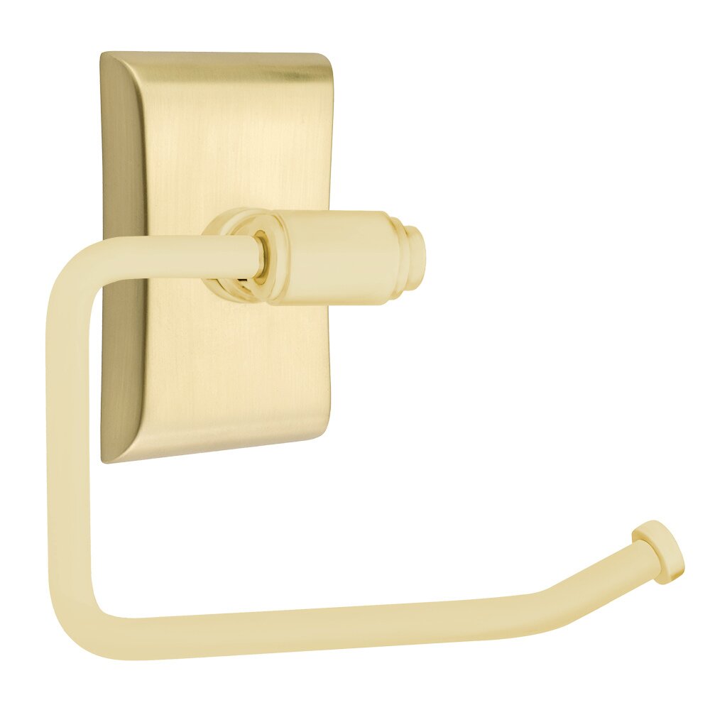 Transitional Brass Toilet Paper Holder with Neos Rosette in Satin Brass