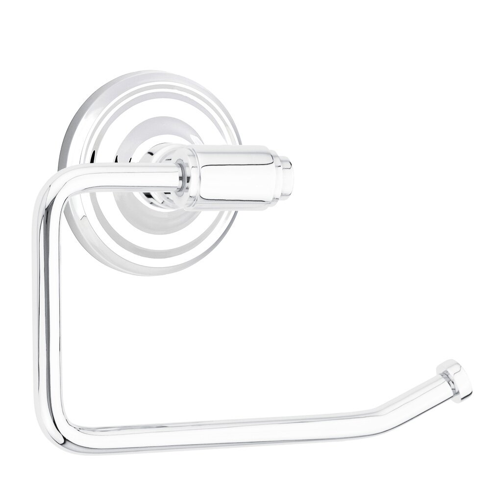 Transitional Brass Toilet Paper Holder with Small Regular Rosette in Polished Chrome