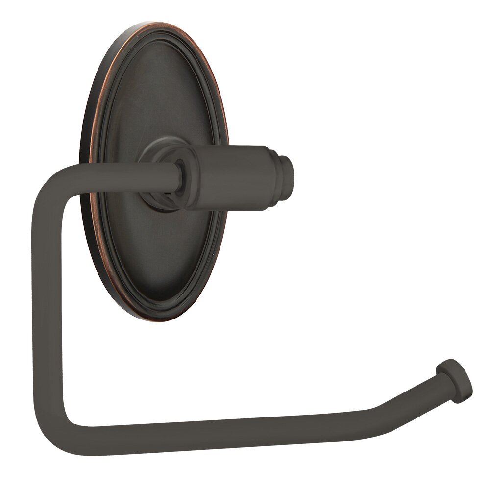 Transitional Brass Toilet Paper Holder with Oval Rosette in Oil Rubbed Bronze