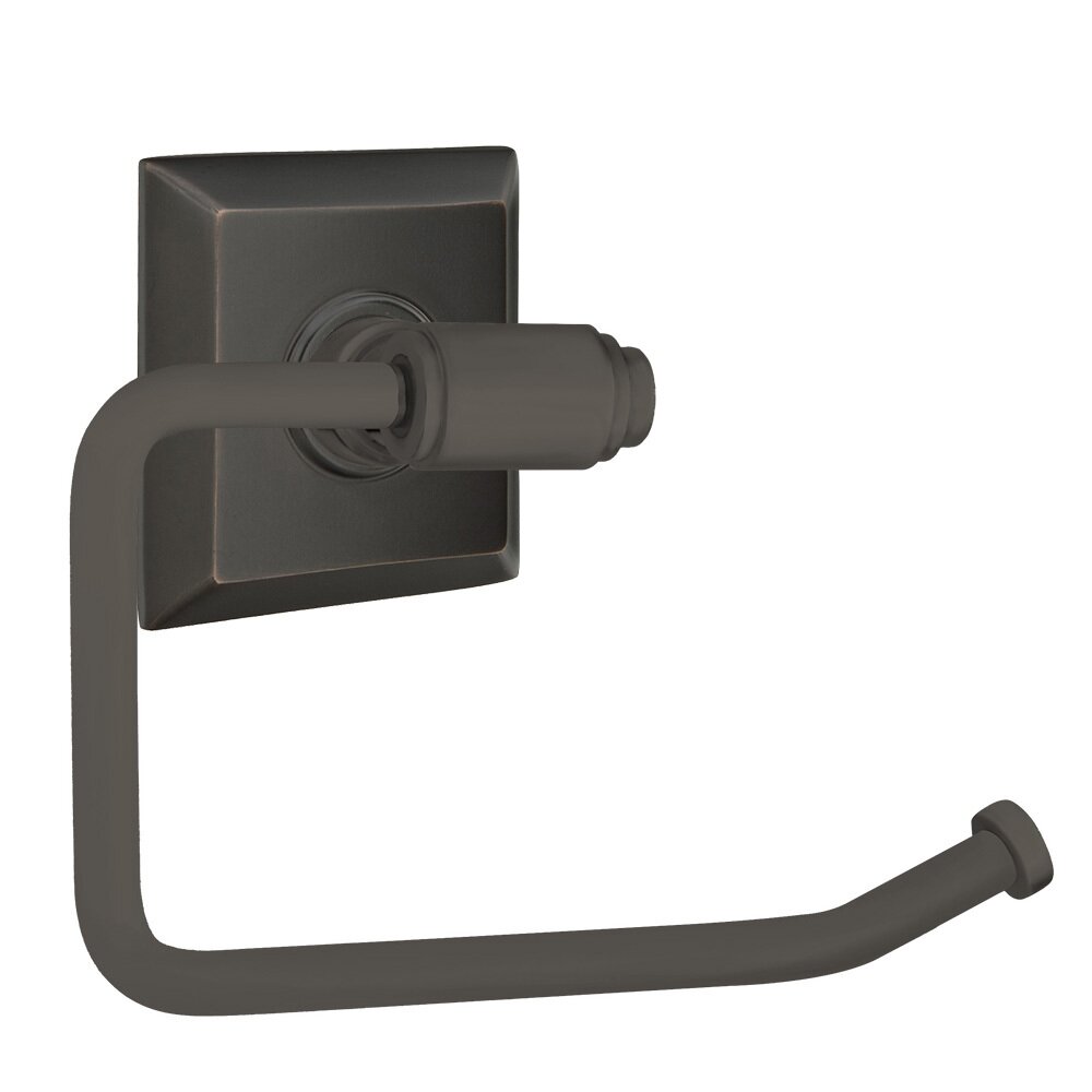 Transitional Brass Toilet Paper Holder with Quincy Rosette in Oil Rubbed Bronze