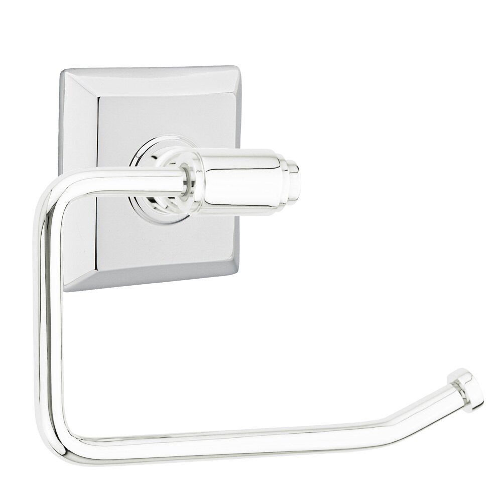 Transitional Brass Toilet Paper Holder with Quincy Rosette in Polished Chrome