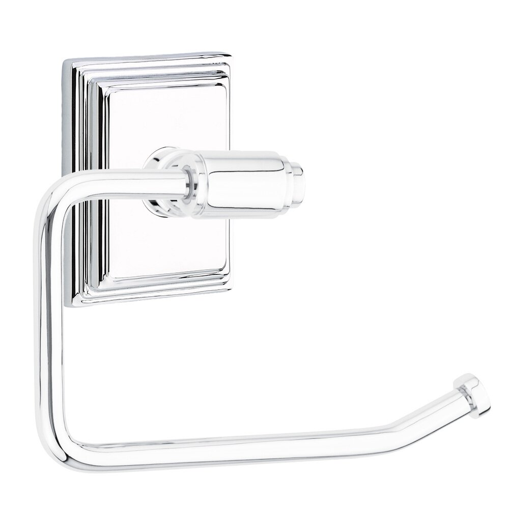 Transitional Brass Toilet Paper Holder with Wilshire Rosette in Polished Chrome