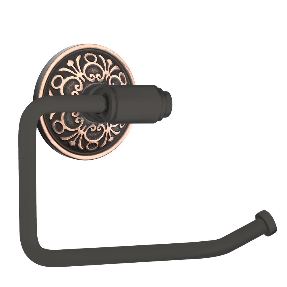 Transitional Brass Toilet Paper Holder with Lancaster Rosette in Oil Rubbed Bronze