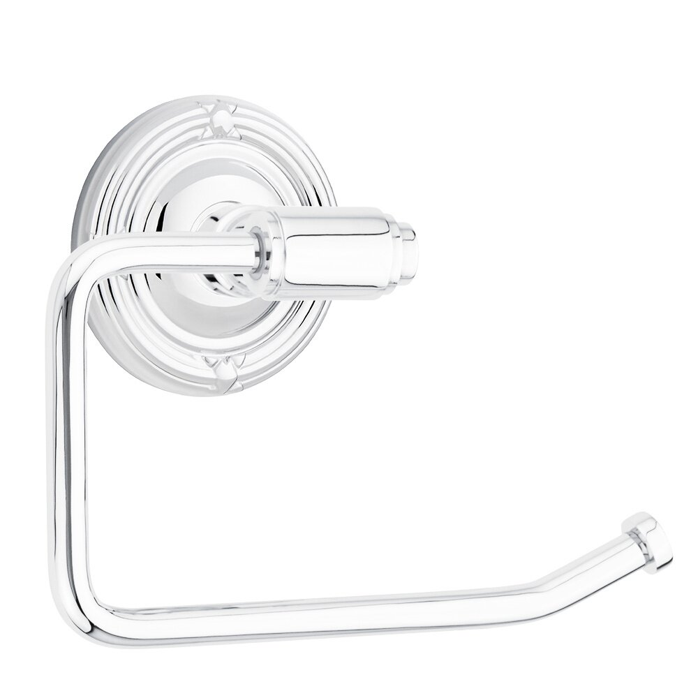 Transitional Brass Toilet Paper Holder with Ribbon & Reed Rosette in Polished Chrome