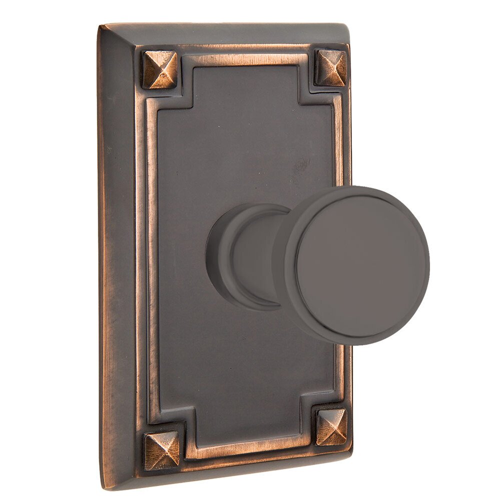 Transitional Brass Hook with Arts & Crafts Rectangular Rosette in Oil Rubbed Bronze