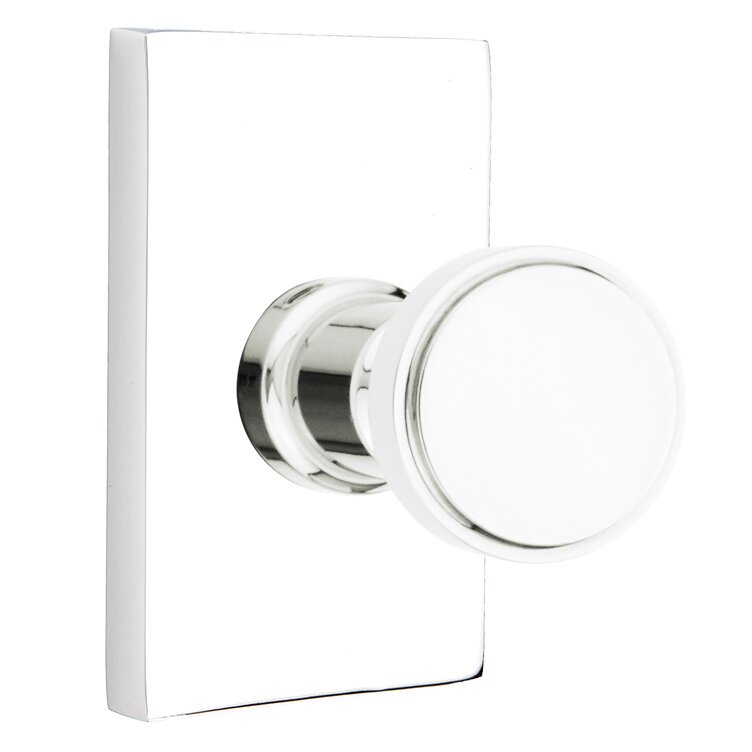 Transitional Brass Hook with Modern Rectangular Rosette in Polished Chrome