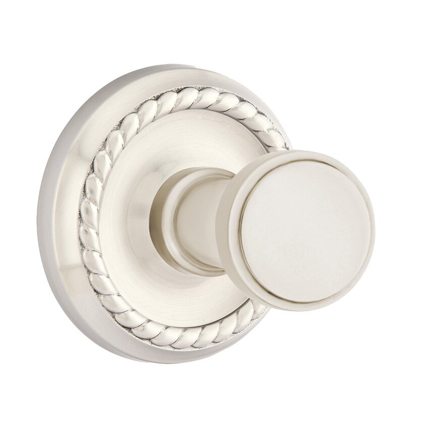 Transitional Brass Hook with Rope Rosette in Satin Nickel