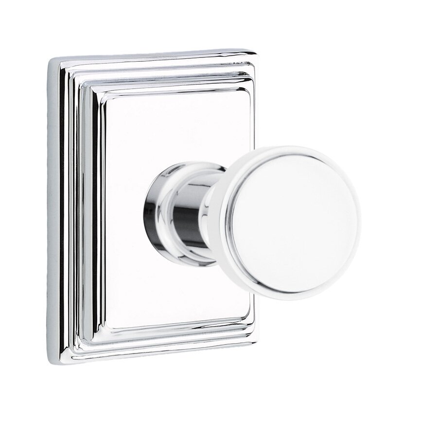 Transitional Brass Hook with Wilshire Rosette in Polished Chrome