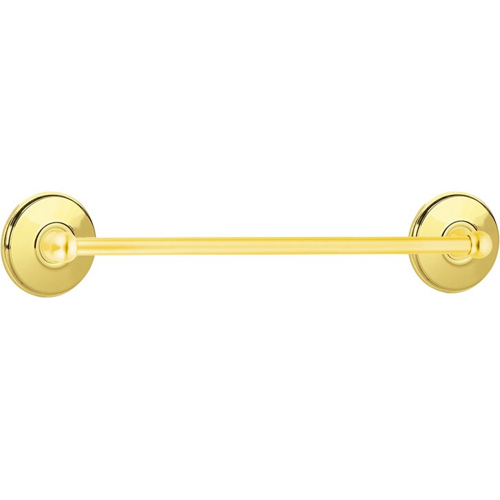 24" Single Towel Bar with Watford Rose in Unlacquered Brass