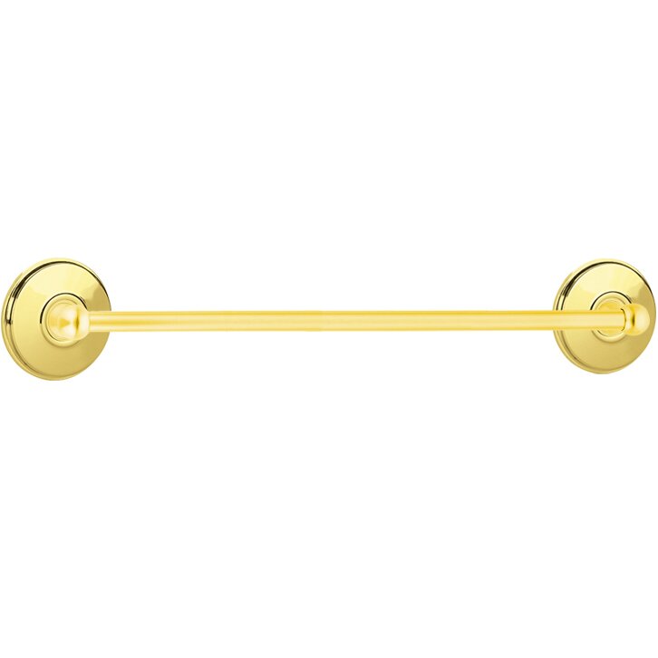 30" Single Towel Bar with Watford Rose in Unlacquered Brass