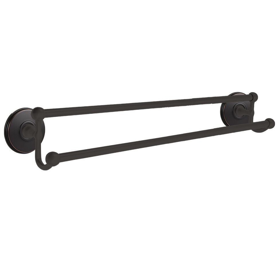24" Double Towel Bar with Watford Rose in Oil Rubbed Bronze