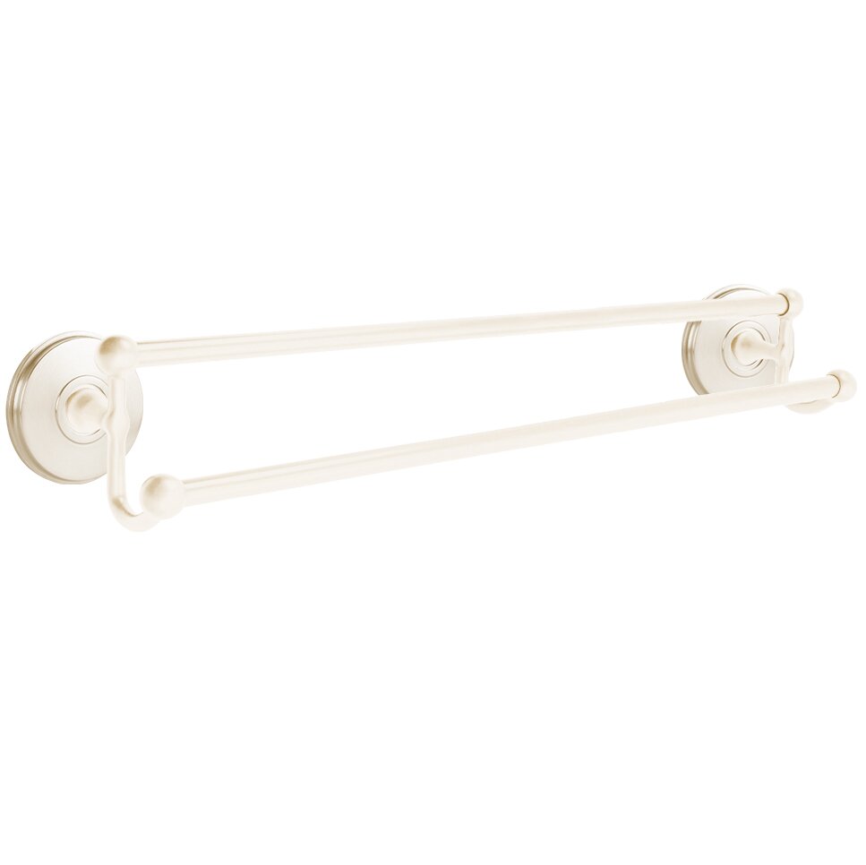 24" Double Towel Bar with Watford Rose in Lifetime Polished Nickel