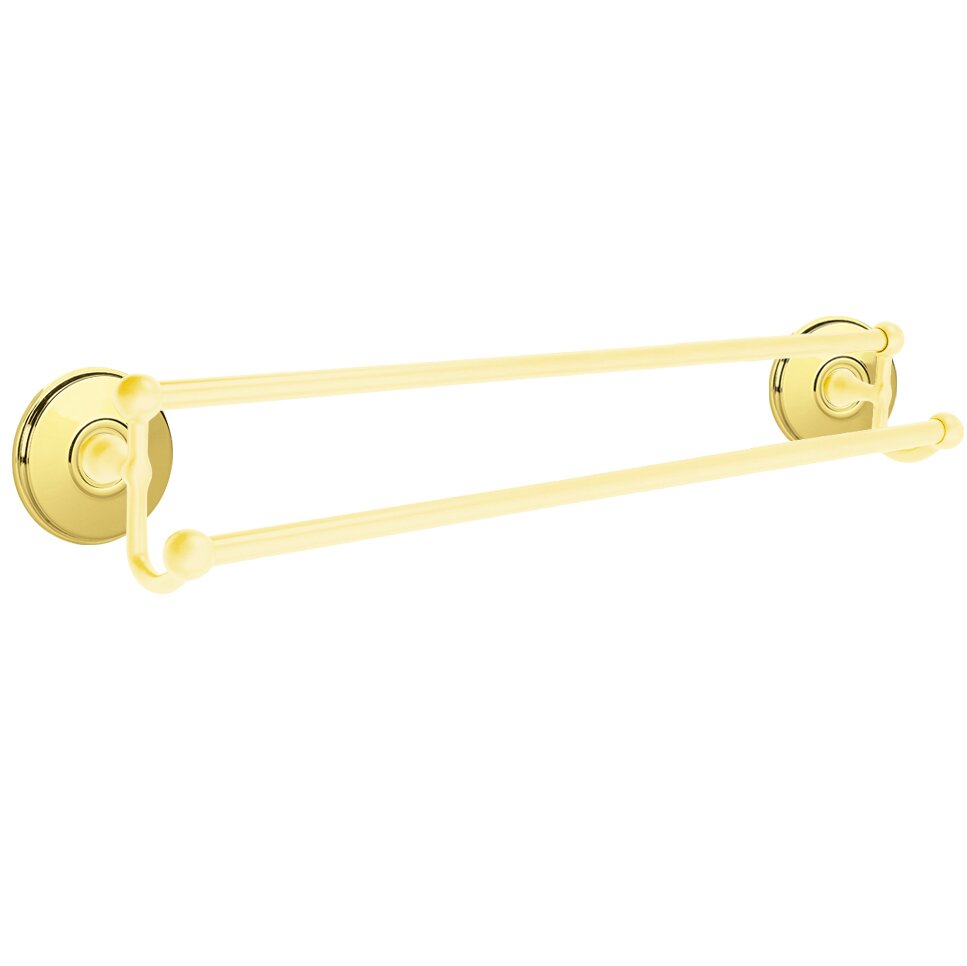 24" Double Towel Bar with Watford Rose in Lifetime Brass