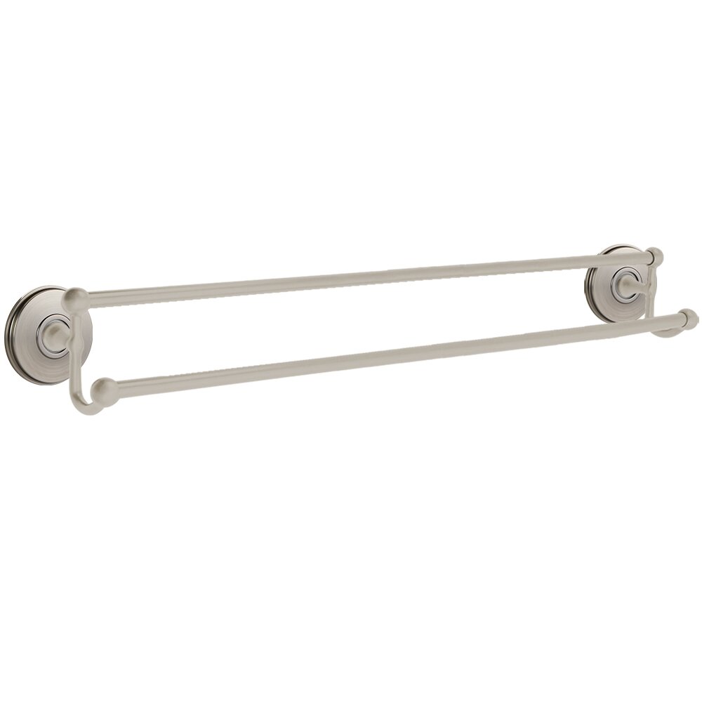 30" Double Towel Bar with Watford Rose in Pewter