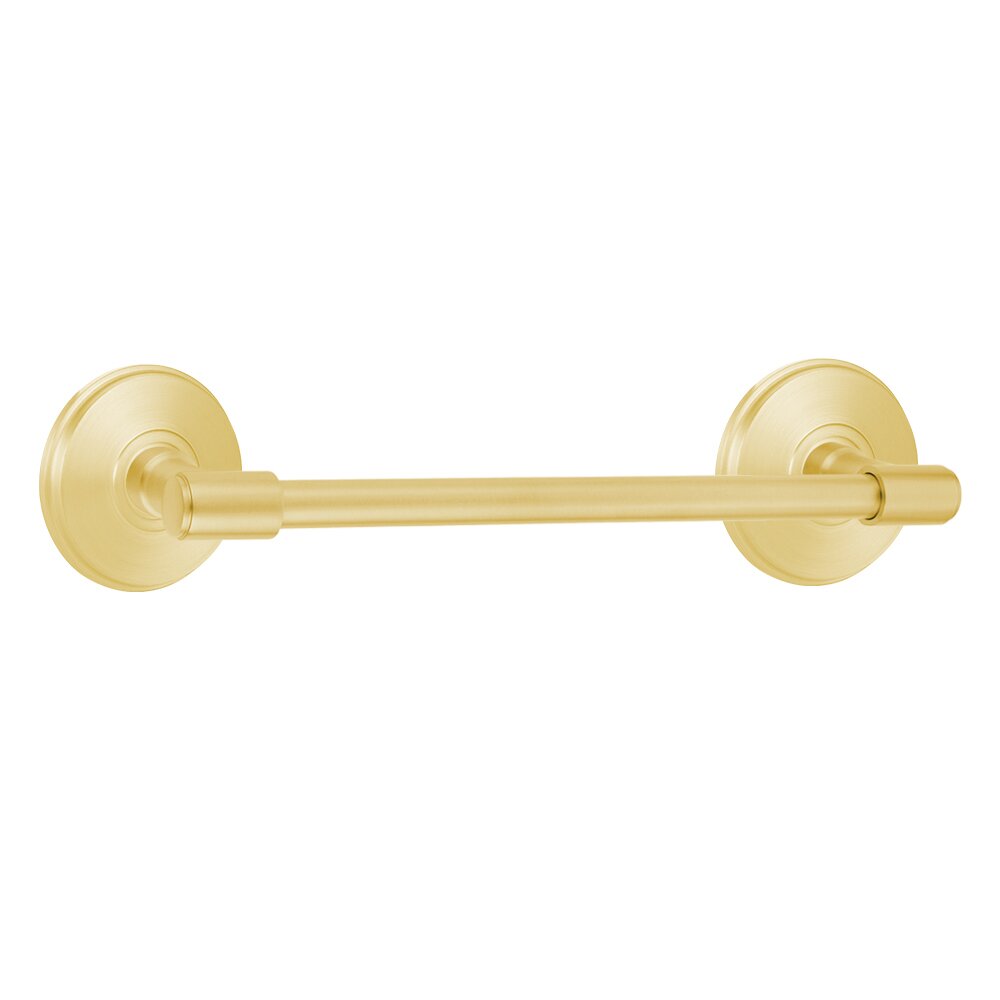 12" Towel Bar with Watford Rosette in Satin Brass