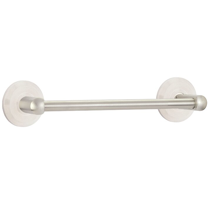 12" Brushed Stainless Steel Towel Bar with Beveled Rosette in Brushed Stainless Steel