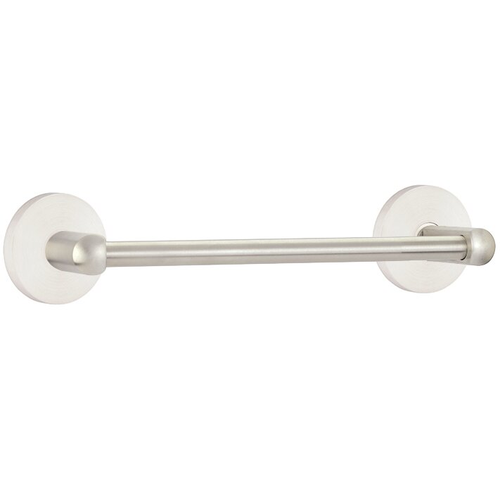 12" Centers Brushed Stainless Steel Towel Bar with Disk Rosette in Brushed Stainless Steel