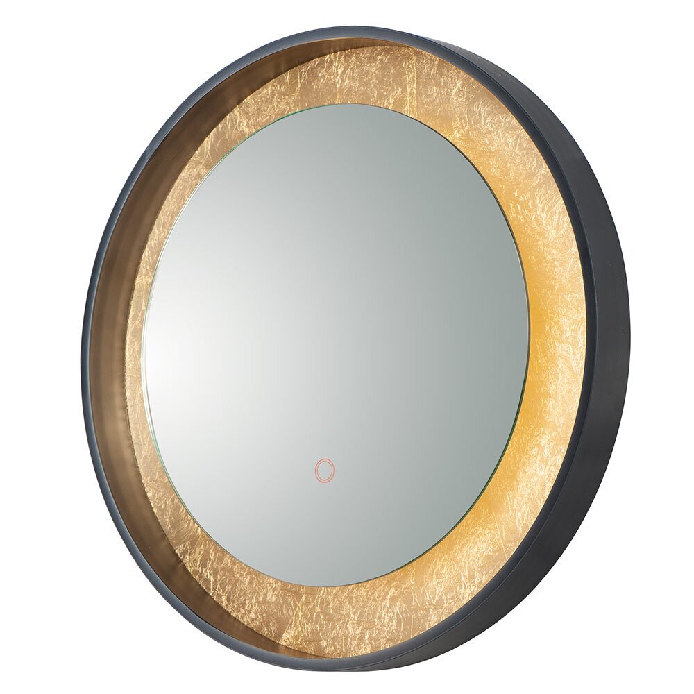 LED Mirror Round 23.5" in Gold Leaf / Black