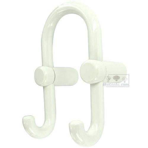 3 3/8" Plastic Wall Mounted Double Hook in White
