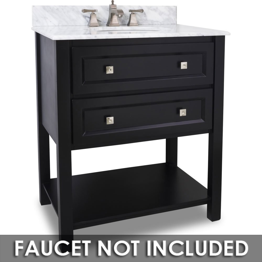 Vanity with Preassembled top in Painted Black with White Top