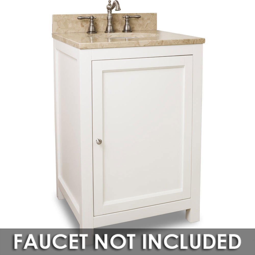 Vanity 24" x 22" x 36" in Cream White with Brown/Tan Top
