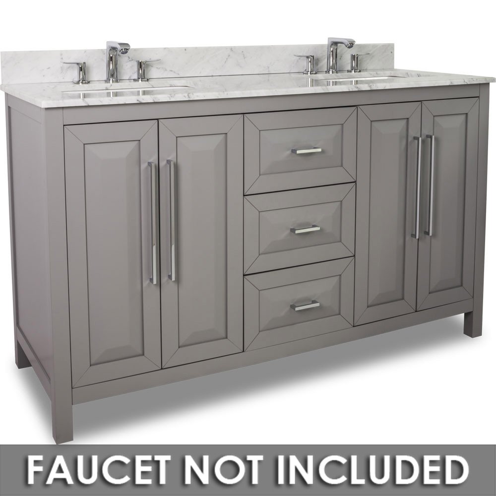 Double Vanity 60" x 22" x 36" in Grey with White Top