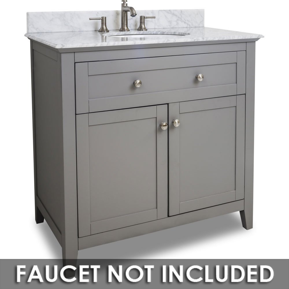 Vanity 36" x 22" x 36" in Grey with White Top