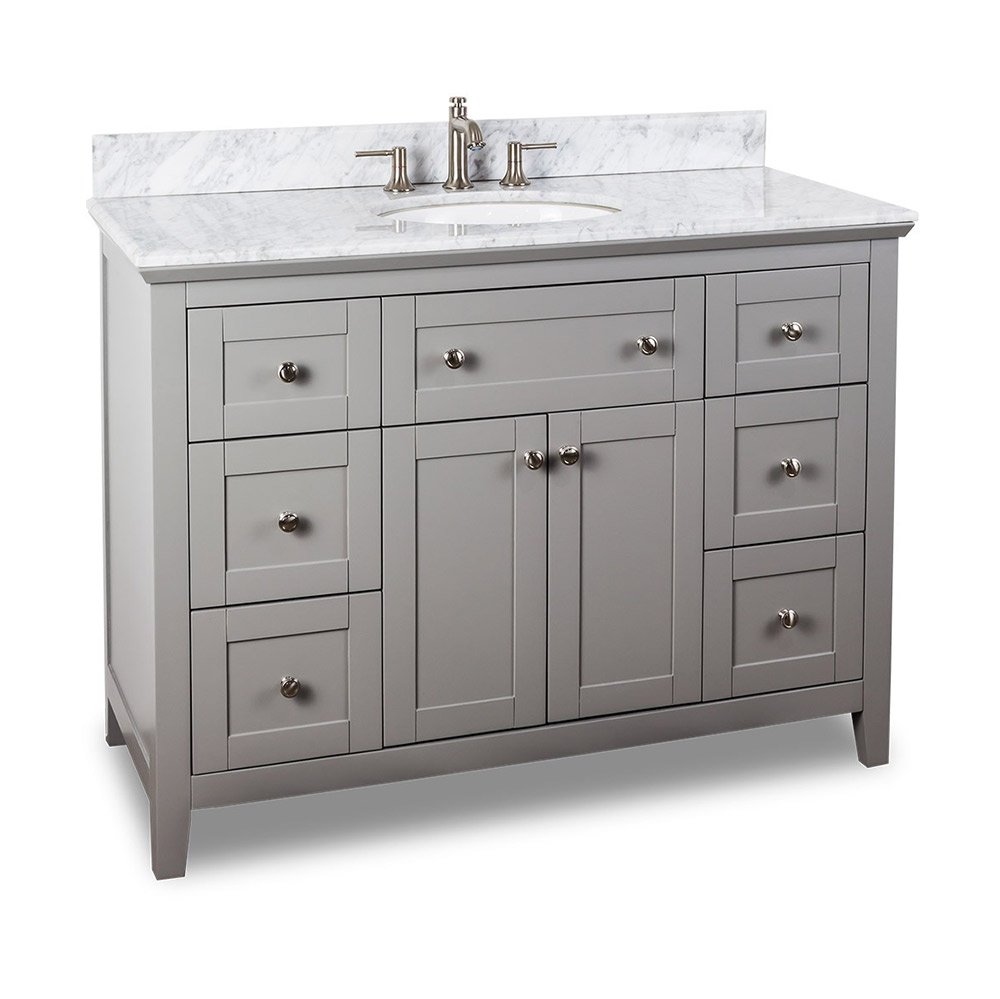 48" Bathroom Vanity with Preassembled Top and Bowl in Grey