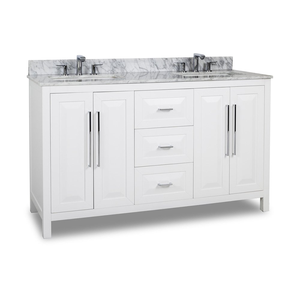 60" Double Bathroom Vanity with Preassembled Top and Bowl in White
