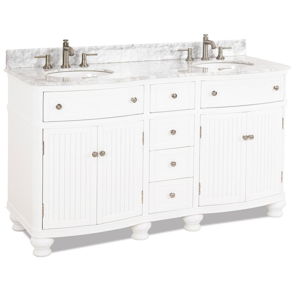 60" Double Bathroom Vanity with Preassembled Top and Bowl in White