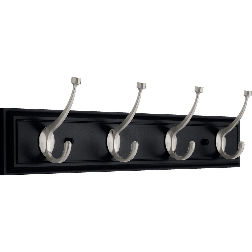 27" Deluxe Rail With 4 Pilltop Hooks In Black And Satin Nickel