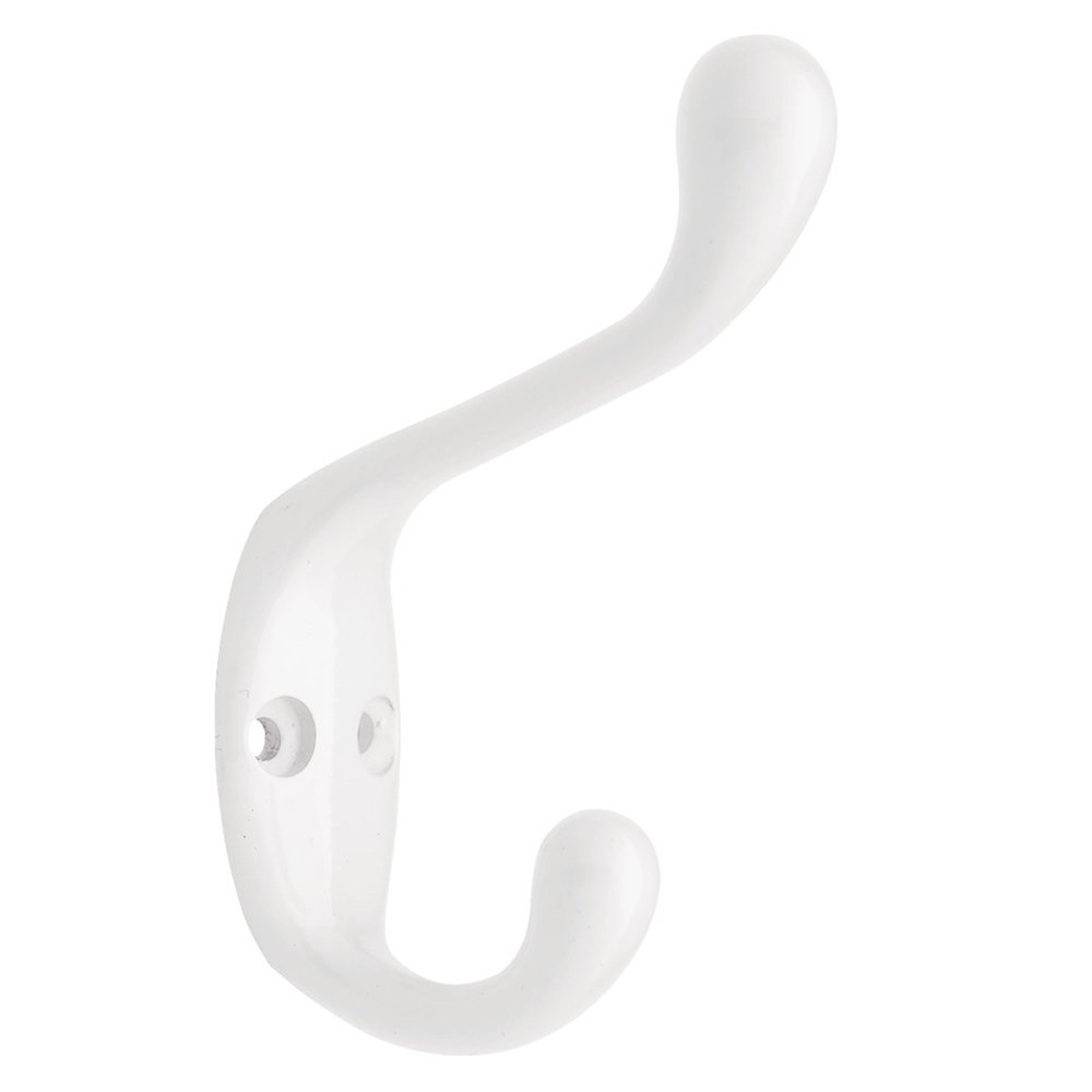 Single Coat and Hat Hook in White