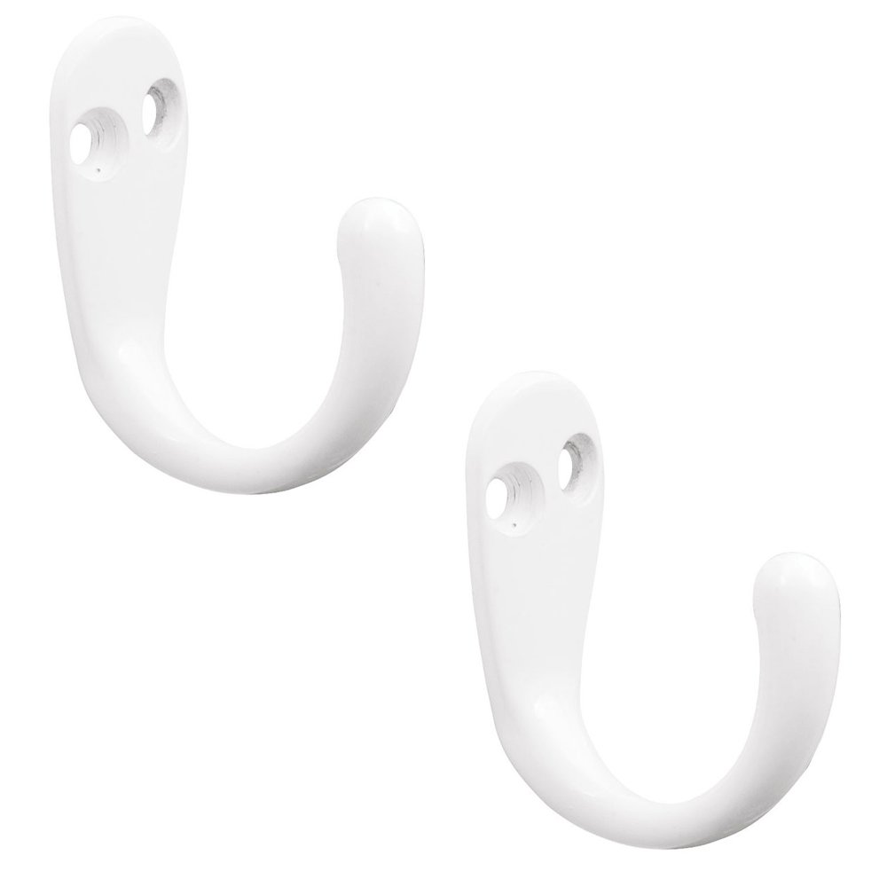 Single Prong Robe Hook (2 Per Pack) in White