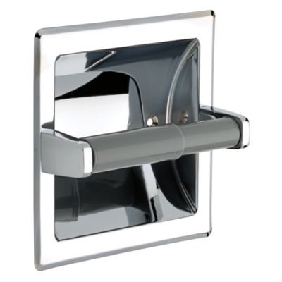 Recessed Paper Holder with Plastic Roller in Polished Chrome