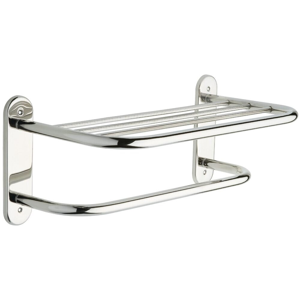 24" Towel Shelf with One Bar in Bright Stainless Steel