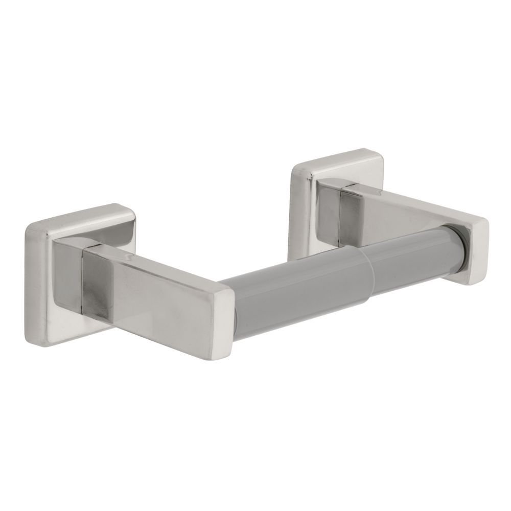 Toilet Paper Holder with Plastic Roller in Bright Stainless Steel