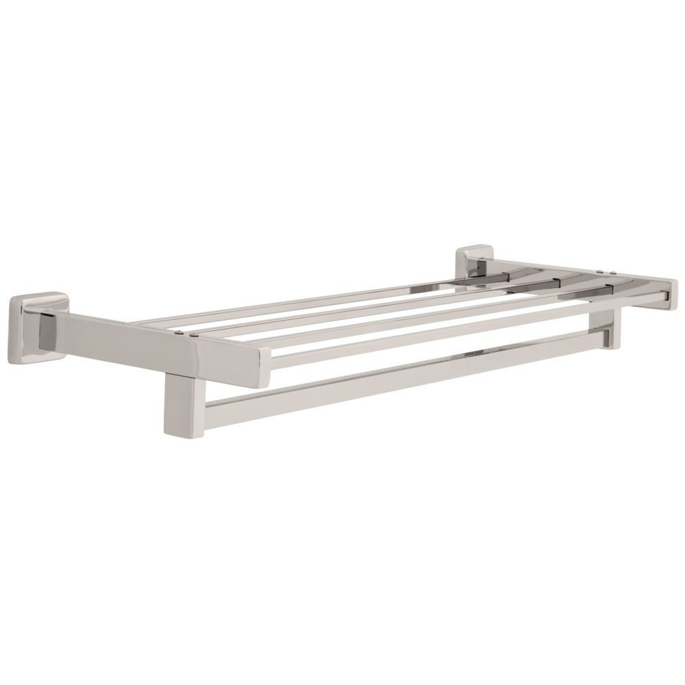 24" Towel Shelf with Bar Four 5/16" Square Cross Bars with One 5/8" Square Towel Bar in Bright Stainless Steel