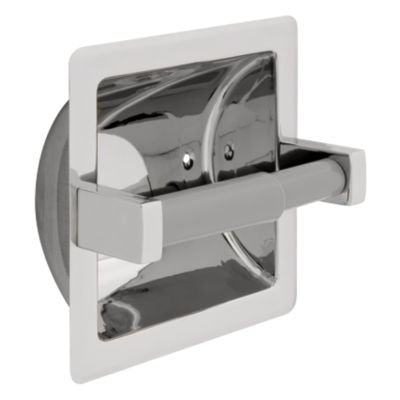 Recessed Toilet Paper Holder with Beveled Edges in Bright Stainless Steel