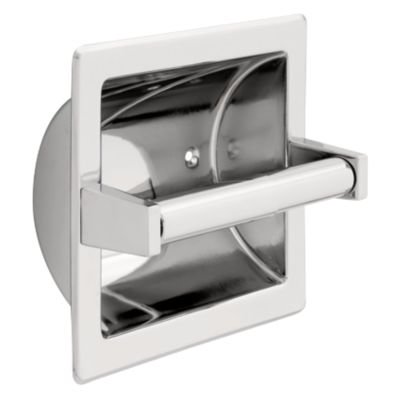 Recessed Paper Holder with Brass Roller in Polished Chrome