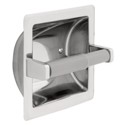 Recessed Paper Holder with Plastic Roller in Bright Stainless Steel